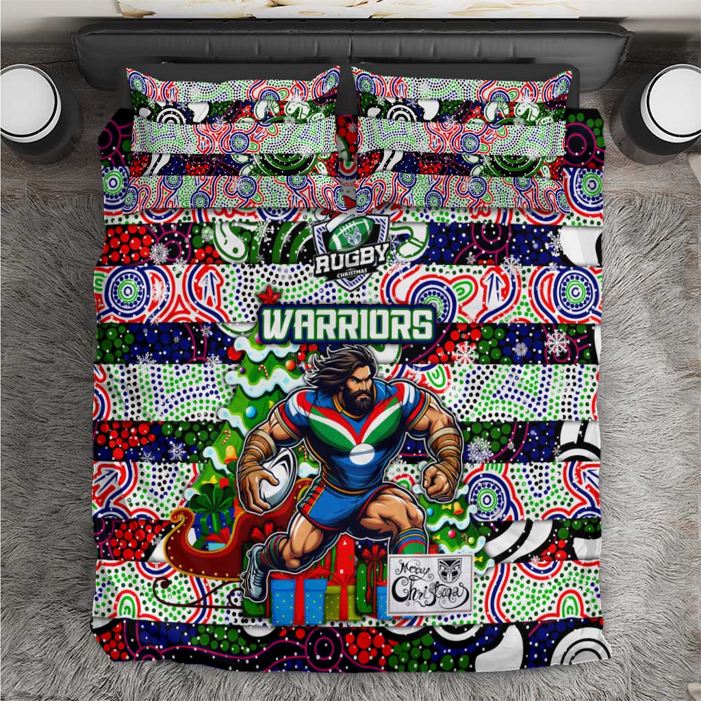 New Zealand Warriors Rugby Merry Christmas Bedding Set Indigenous Australian Art - Vibe Hoodie Shop