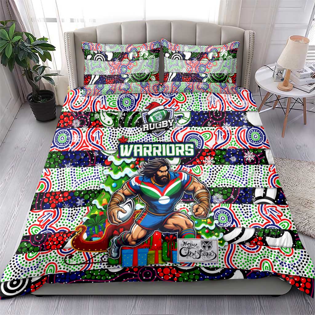 New Zealand Warriors Rugby Merry Christmas Bedding Set Indigenous Australian Art - Vibe Hoodie Shop