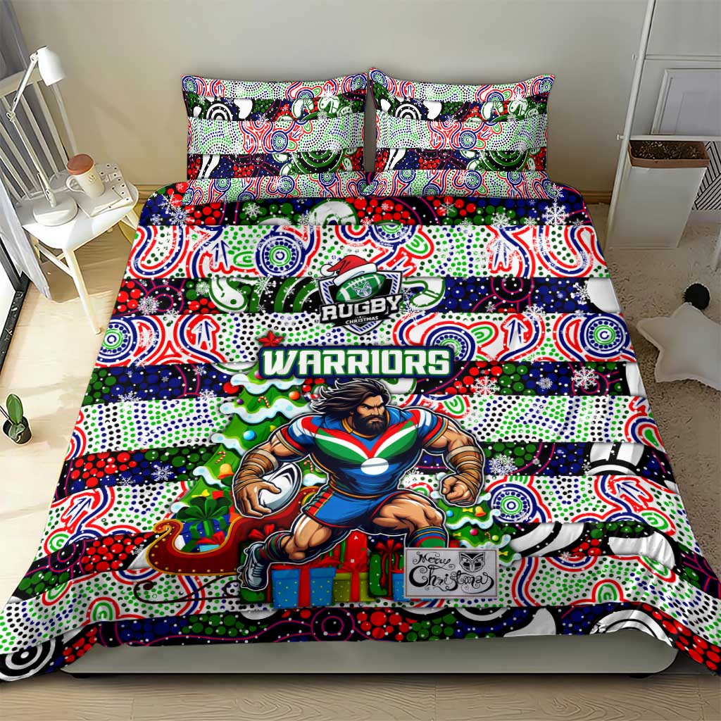 New Zealand Warriors Rugby Merry Christmas Bedding Set Indigenous Australian Art - Vibe Hoodie Shop