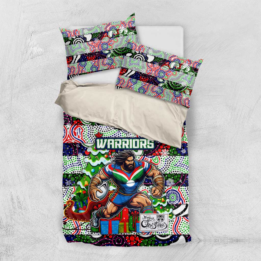 New Zealand Warriors Rugby Merry Christmas Bedding Set Indigenous Australian Art - Vibe Hoodie Shop