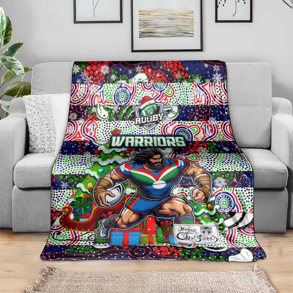 New Zealand Warriors Rugby Merry Christmas Blanket Indigenous Australian Art - Vibe Hoodie Shop