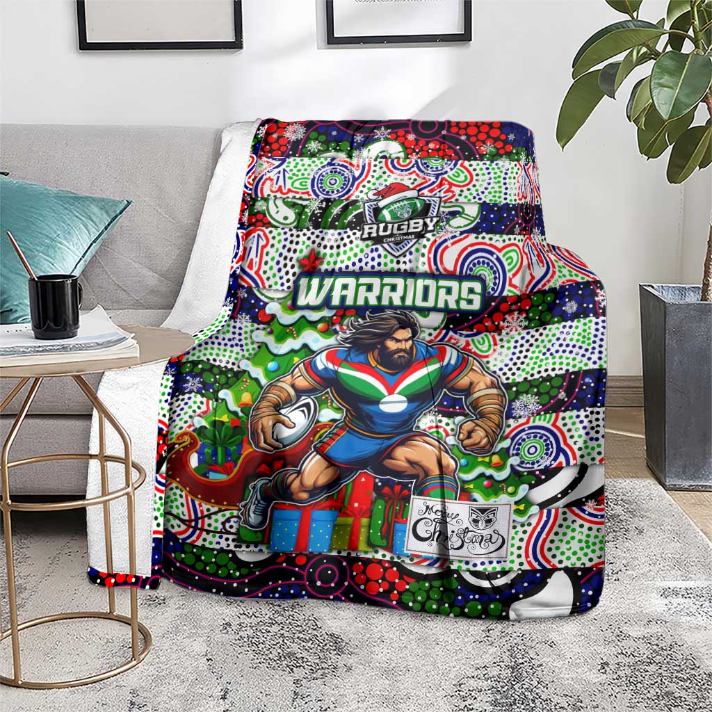 New Zealand Warriors Rugby Merry Christmas Blanket Indigenous Australian Art - Vibe Hoodie Shop