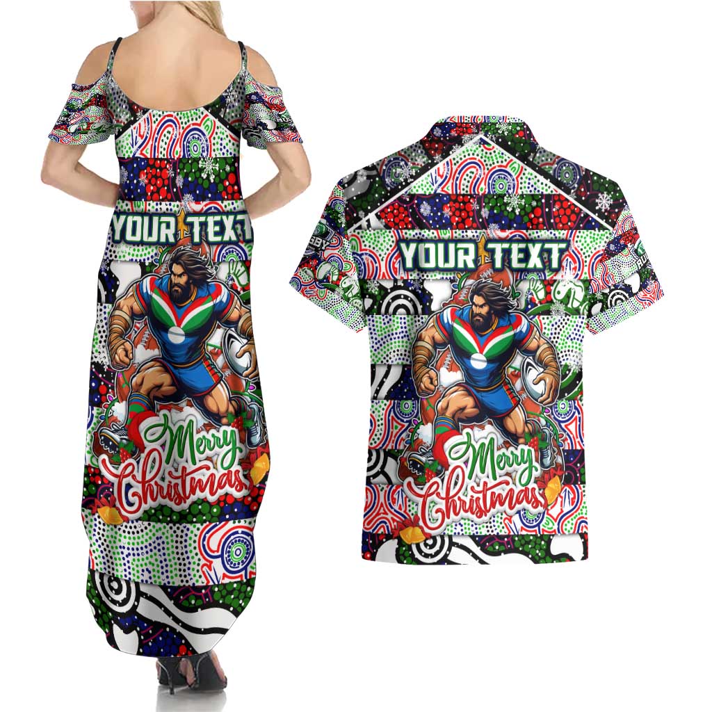 Custom New Zealand Warriors Rugby Merry Christmas Couples Matching Summer Maxi Dress and Hawaiian Shirt Indigenous Australian Art
