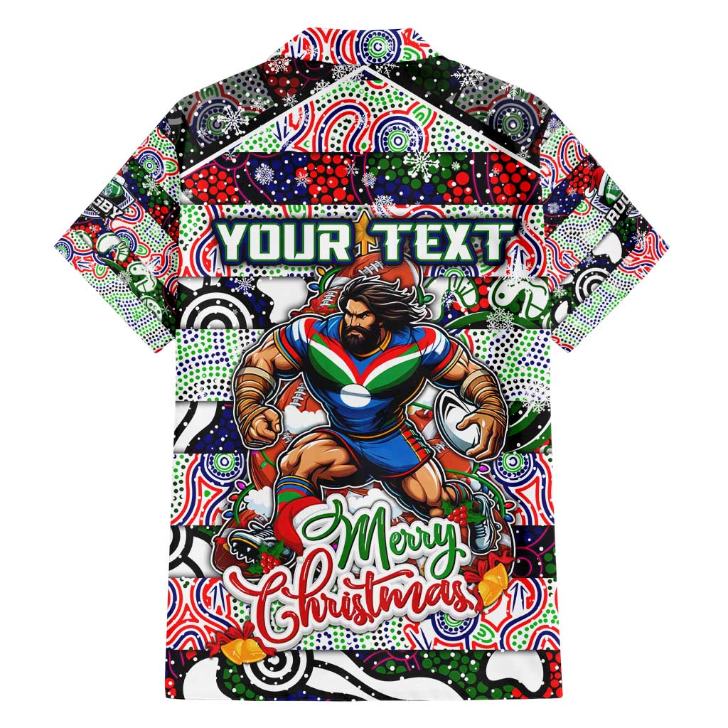 Custom New Zealand Warriors Rugby Merry Christmas Family Matching Short Sleeve Bodycon Dress and Hawaiian Shirt Indigenous Australian Art