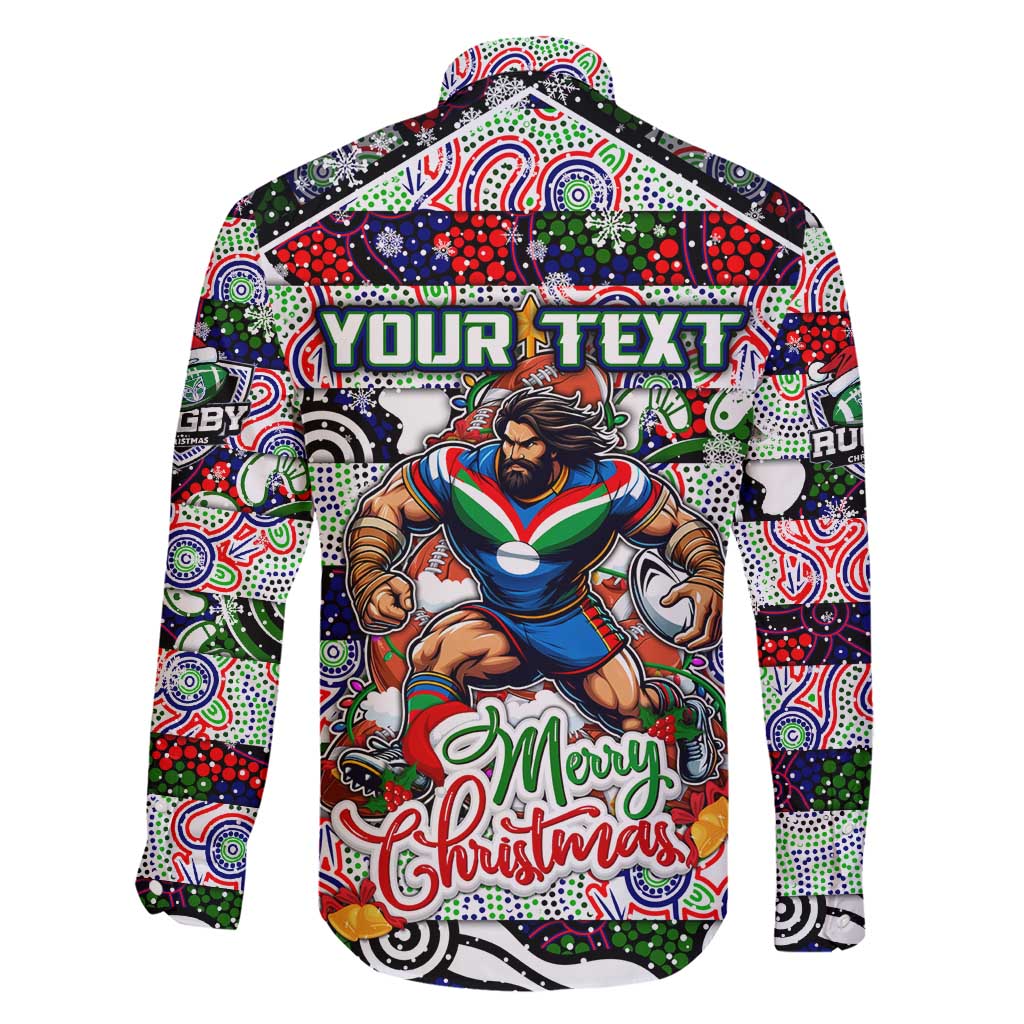 Custom New Zealand Warriors Rugby Merry Christmas Family Matching Short Sleeve Bodycon Dress and Hawaiian Shirt Indigenous Australian Art