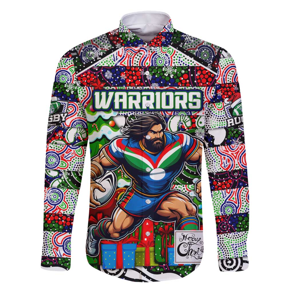Custom New Zealand Warriors Rugby Merry Christmas Family Matching Tank Maxi Dress and Hawaiian Shirt Indigenous Australian Art