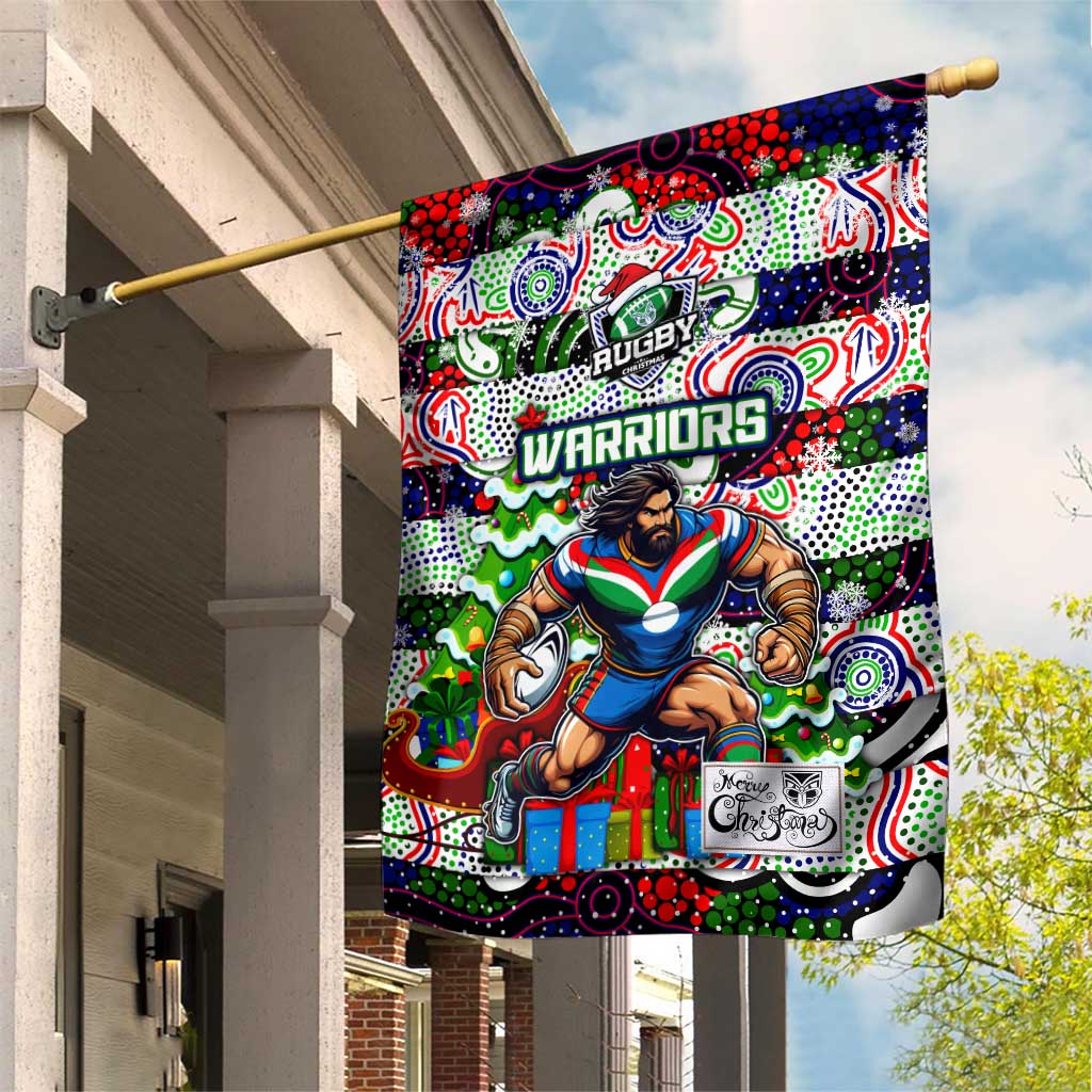 New Zealand Warriors Rugby Merry Christmas Garden Flag Indigenous Australian Art - Vibe Hoodie Shop