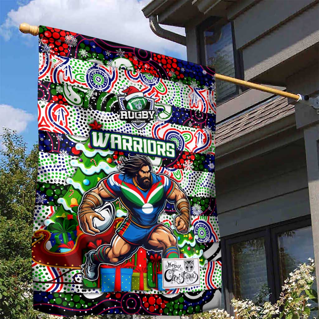 New Zealand Warriors Rugby Merry Christmas Garden Flag Indigenous Australian Art - Vibe Hoodie Shop