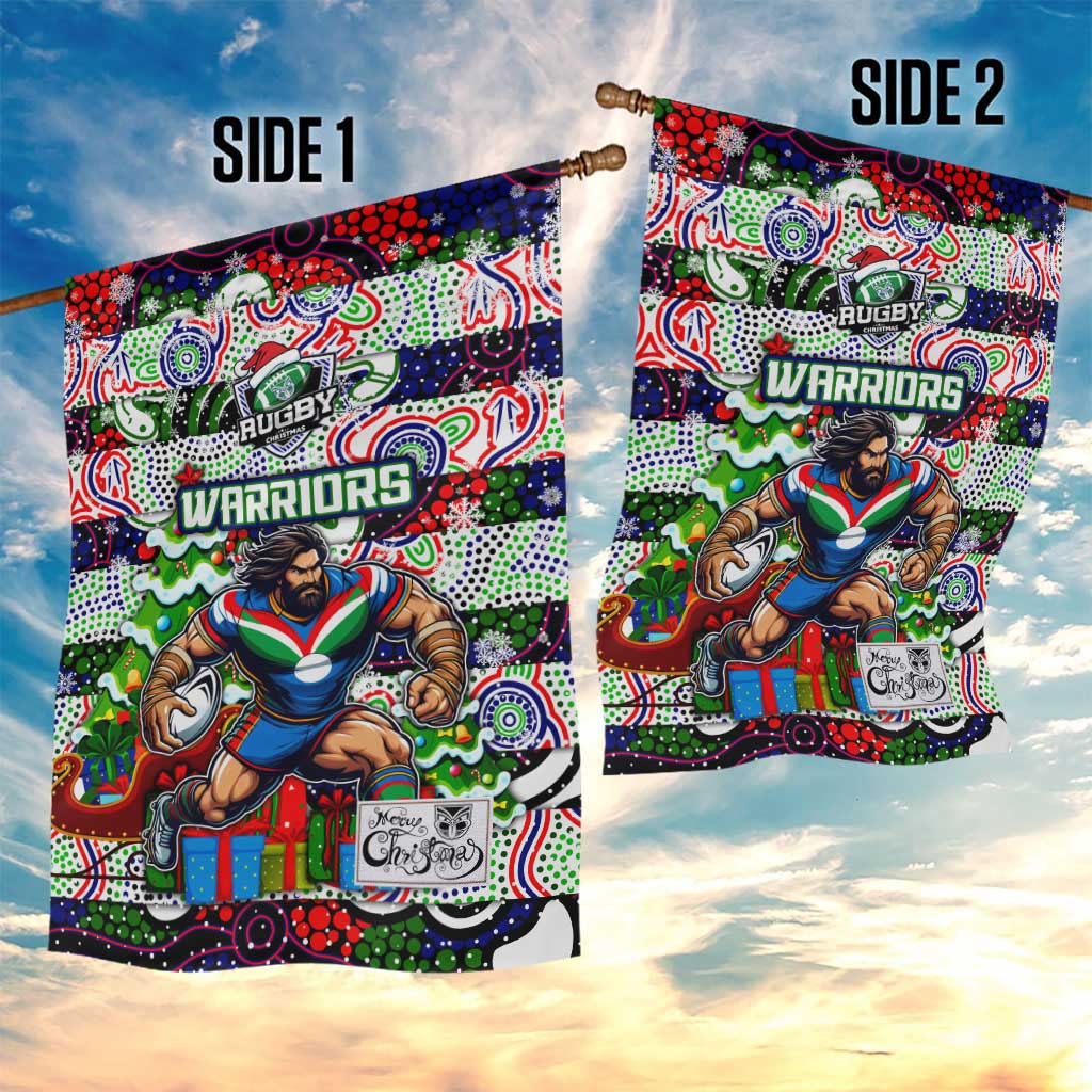 New Zealand Warriors Rugby Merry Christmas Garden Flag Indigenous Australian Art - Vibe Hoodie Shop