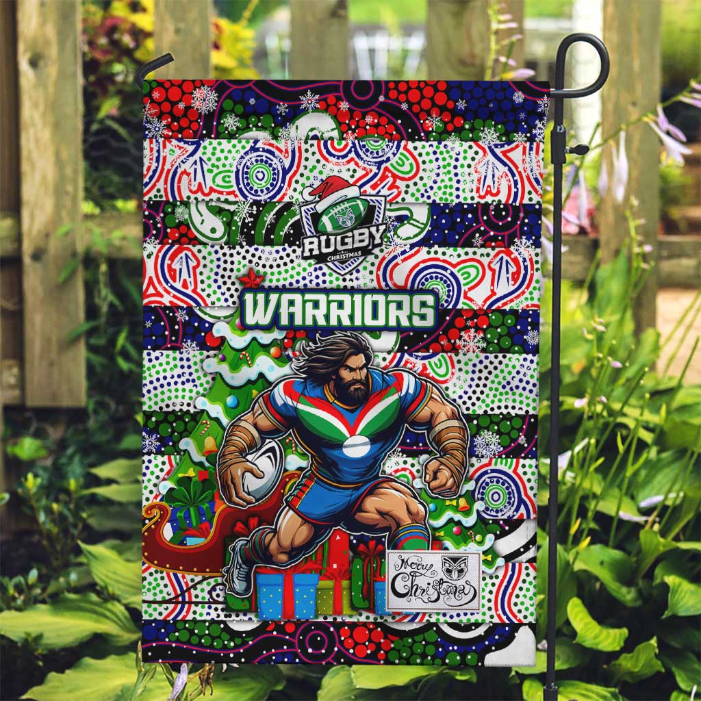 New Zealand Warriors Rugby Merry Christmas Garden Flag Indigenous Australian Art - Vibe Hoodie Shop