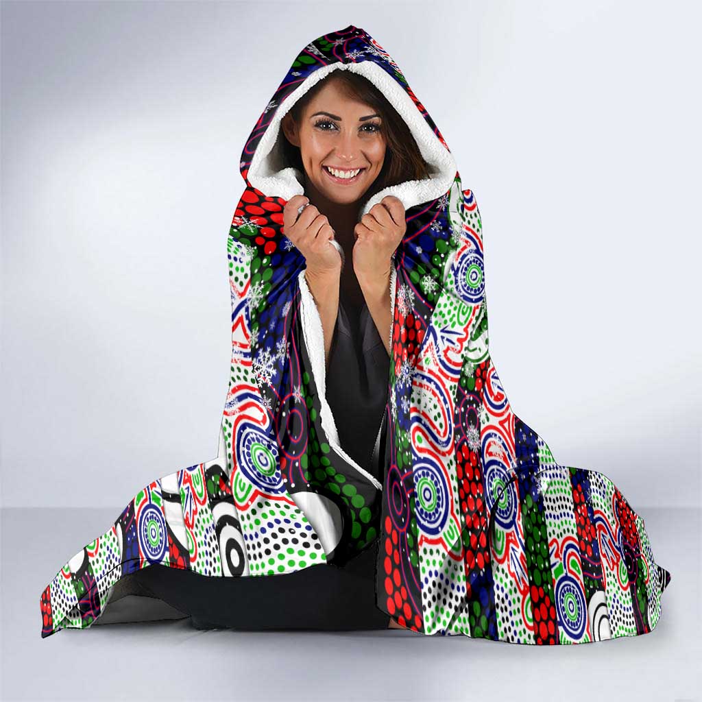New Zealand Warriors Rugby Merry Christmas Hooded Blanket Indigenous Australian Art