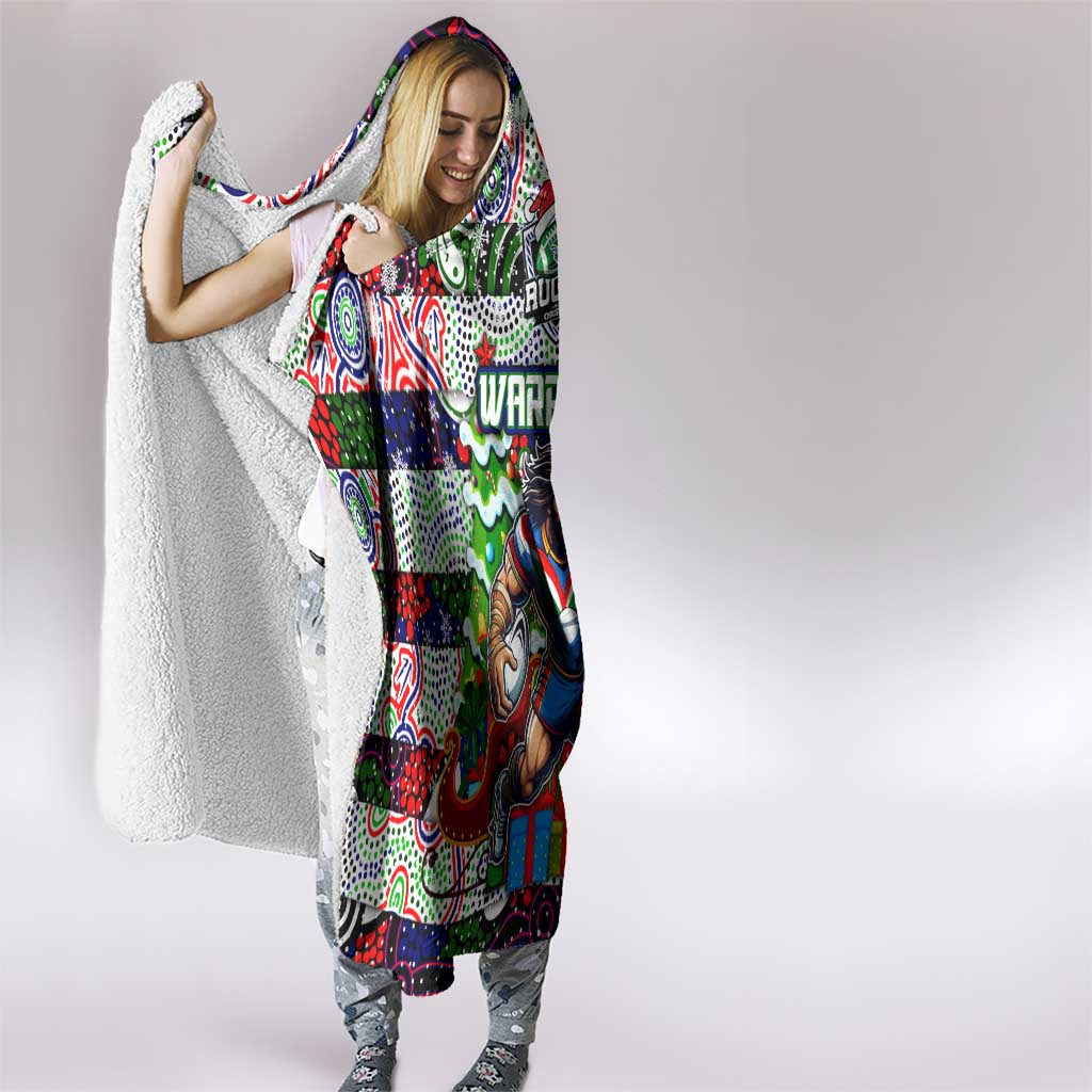 New Zealand Warriors Rugby Merry Christmas Hooded Blanket Indigenous Australian Art