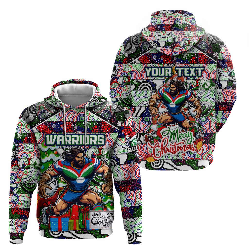 Custom New Zealand Warriors Rugby Merry Christmas Hoodie Indigenous Australian Art - Vibe Hoodie Shop