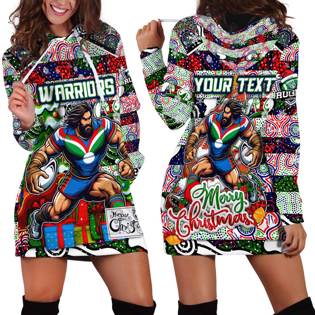 Custom New Zealand Warriors Rugby Merry Christmas Hoodie Dress Indigenous Australian Art - Vibe Hoodie Shop