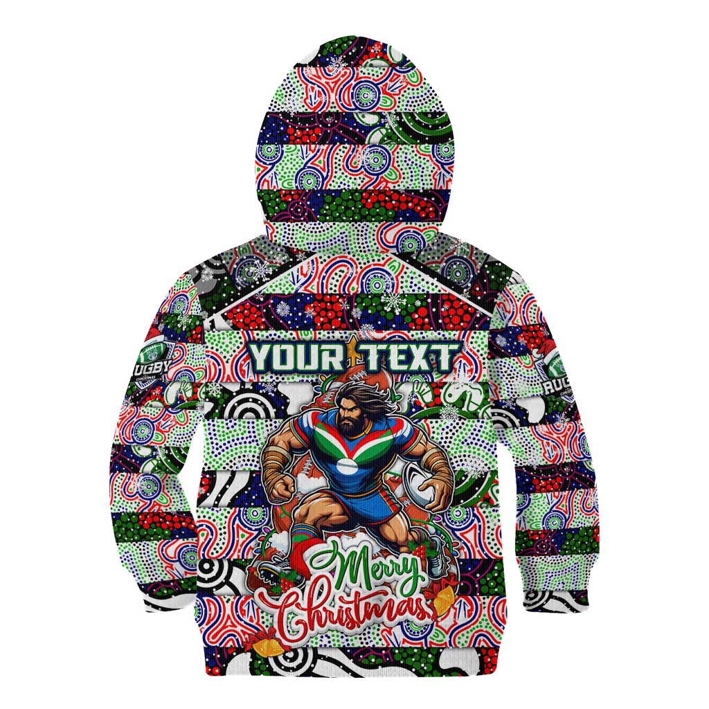 Custom New Zealand Warriors Rugby Merry Christmas Kid Hoodie Indigenous Australian Art - Vibe Hoodie Shop