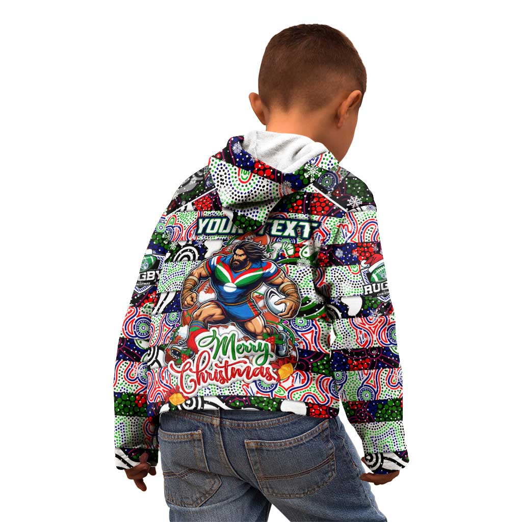 Custom New Zealand Warriors Rugby Merry Christmas Kid Hoodie Indigenous Australian Art - Vibe Hoodie Shop