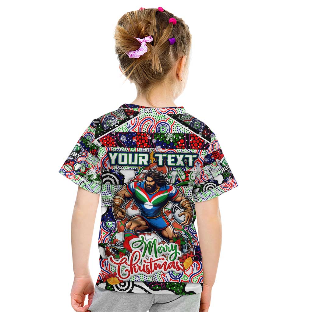 Custom New Zealand Warriors Rugby Merry Christmas Kid T Shirt Indigenous Australian Art - Vibe Hoodie Shop