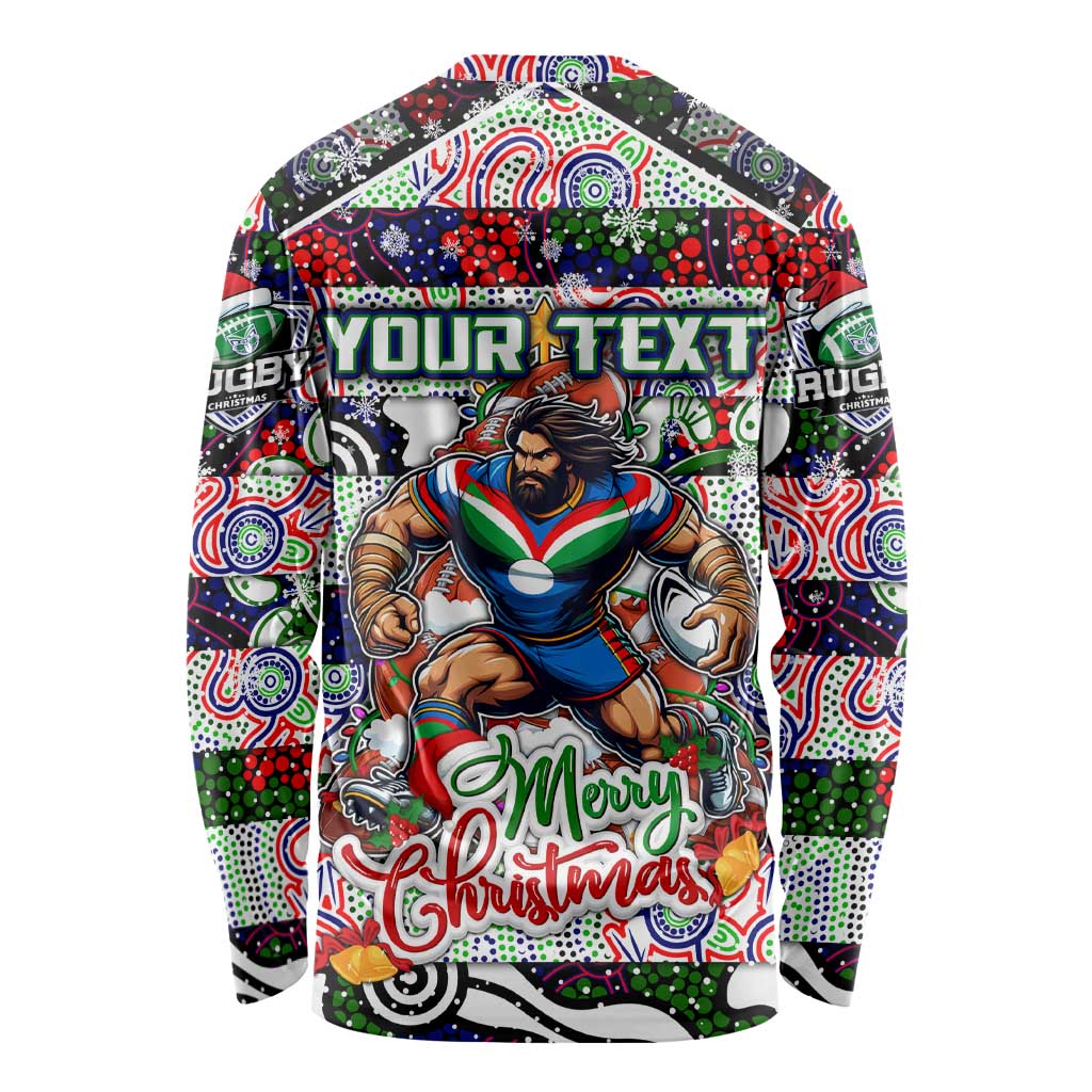 Custom New Zealand Warriors Rugby Merry Christmas Long Sleeve Shirt Indigenous Australian Art - Vibe Hoodie Shop