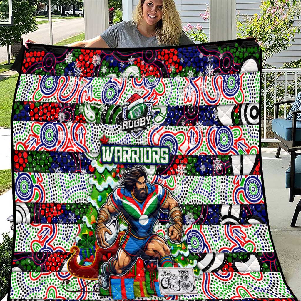 New Zealand Warriors Rugby Merry Christmas Quilt Indigenous Australian Art - Vibe Hoodie Shop