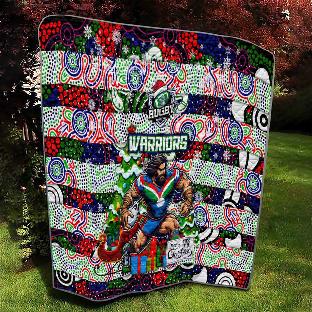 New Zealand Warriors Rugby Merry Christmas Quilt Indigenous Australian Art - Vibe Hoodie Shop