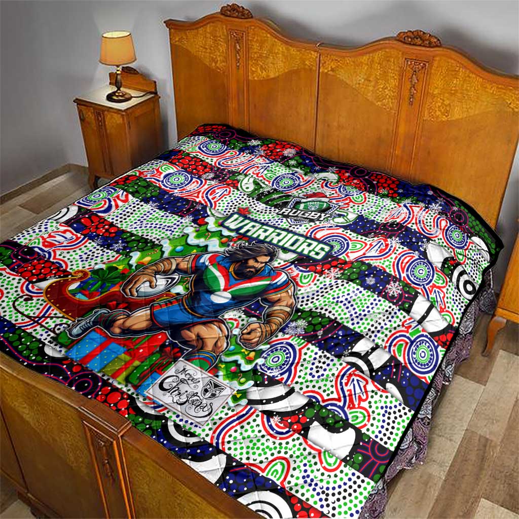 New Zealand Warriors Rugby Merry Christmas Quilt Indigenous Australian Art - Vibe Hoodie Shop