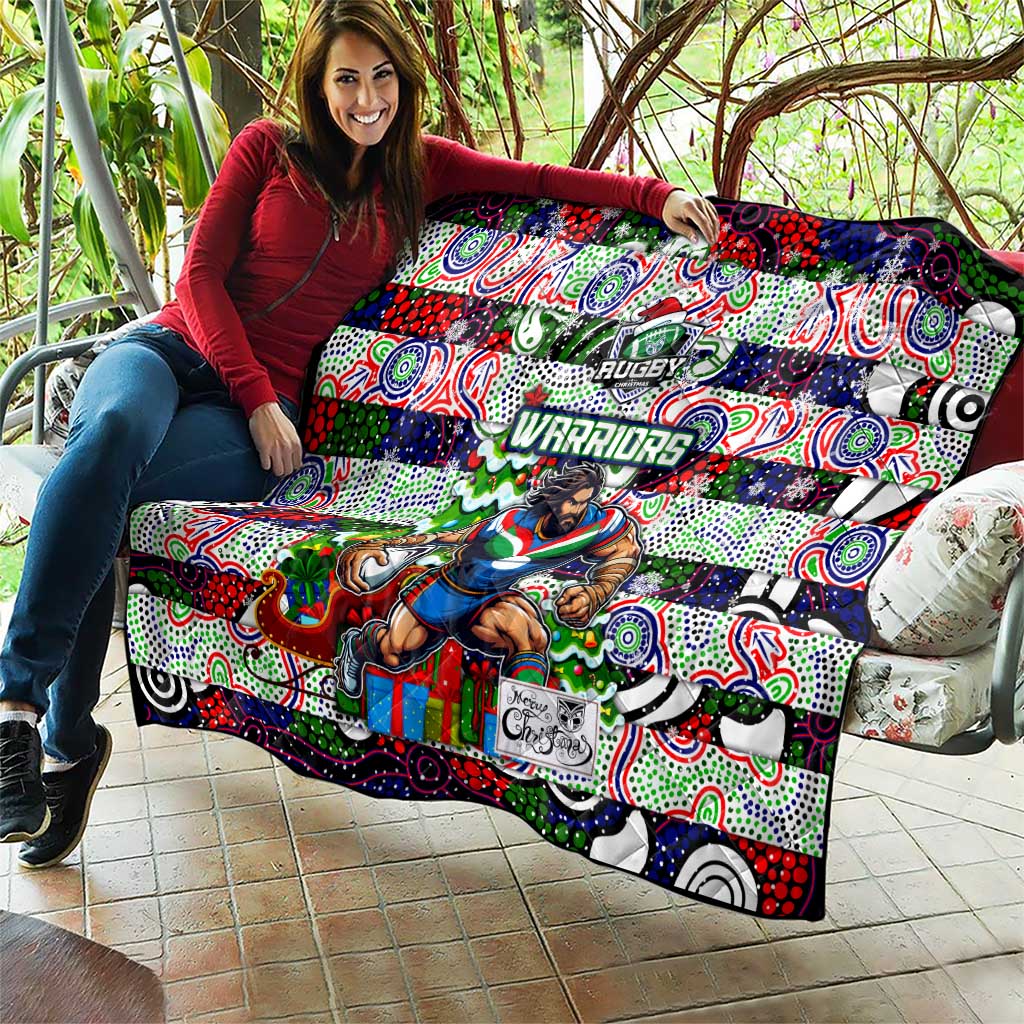 New Zealand Warriors Rugby Merry Christmas Quilt Indigenous Australian Art - Vibe Hoodie Shop