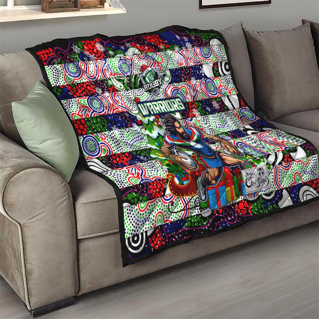 New Zealand Warriors Rugby Merry Christmas Quilt Indigenous Australian Art - Vibe Hoodie Shop