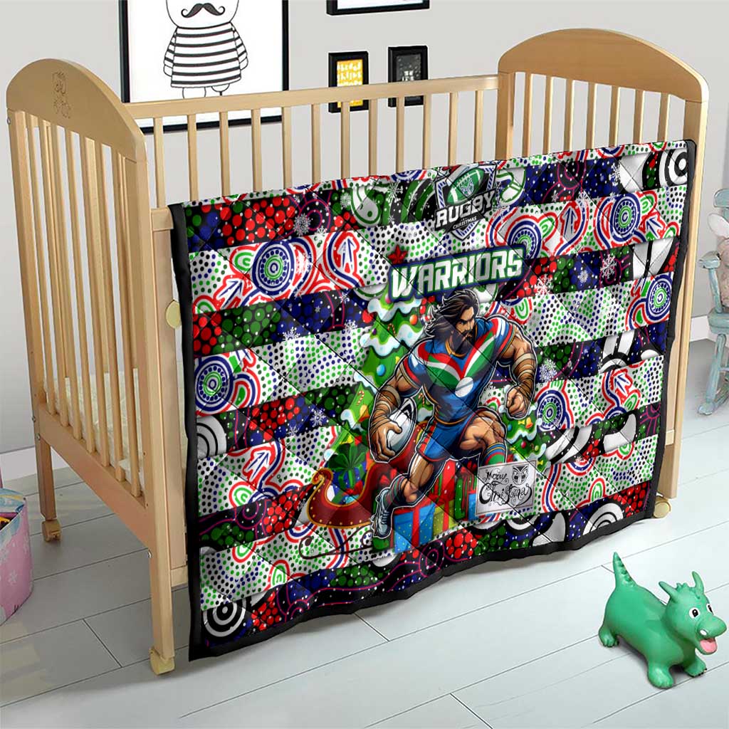 New Zealand Warriors Rugby Merry Christmas Quilt Indigenous Australian Art - Vibe Hoodie Shop