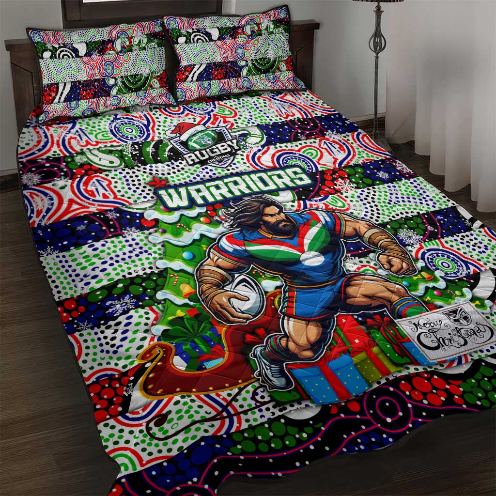 New Zealand Warriors Rugby Merry Christmas Quilt Bed Set Indigenous Australian Art - Vibe Hoodie Shop
