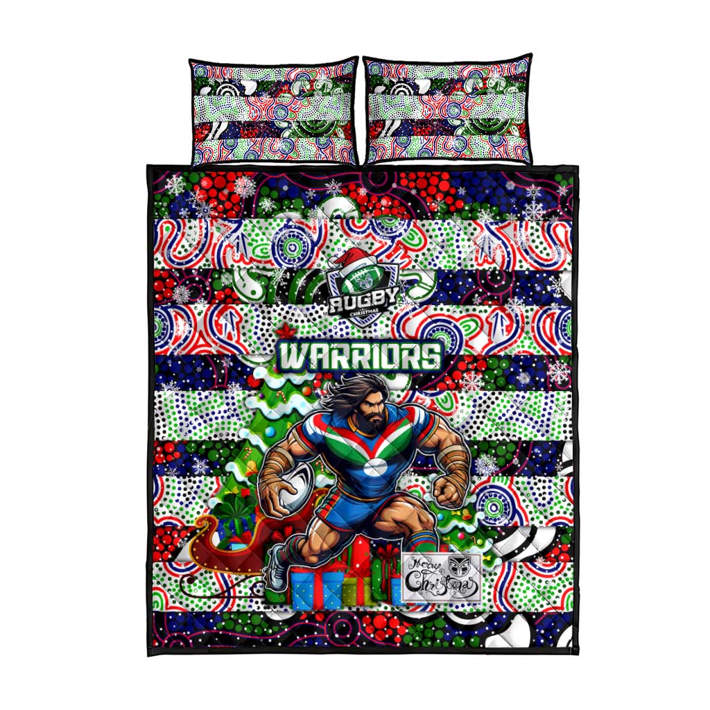 New Zealand Warriors Rugby Merry Christmas Quilt Bed Set Indigenous Australian Art - Vibe Hoodie Shop