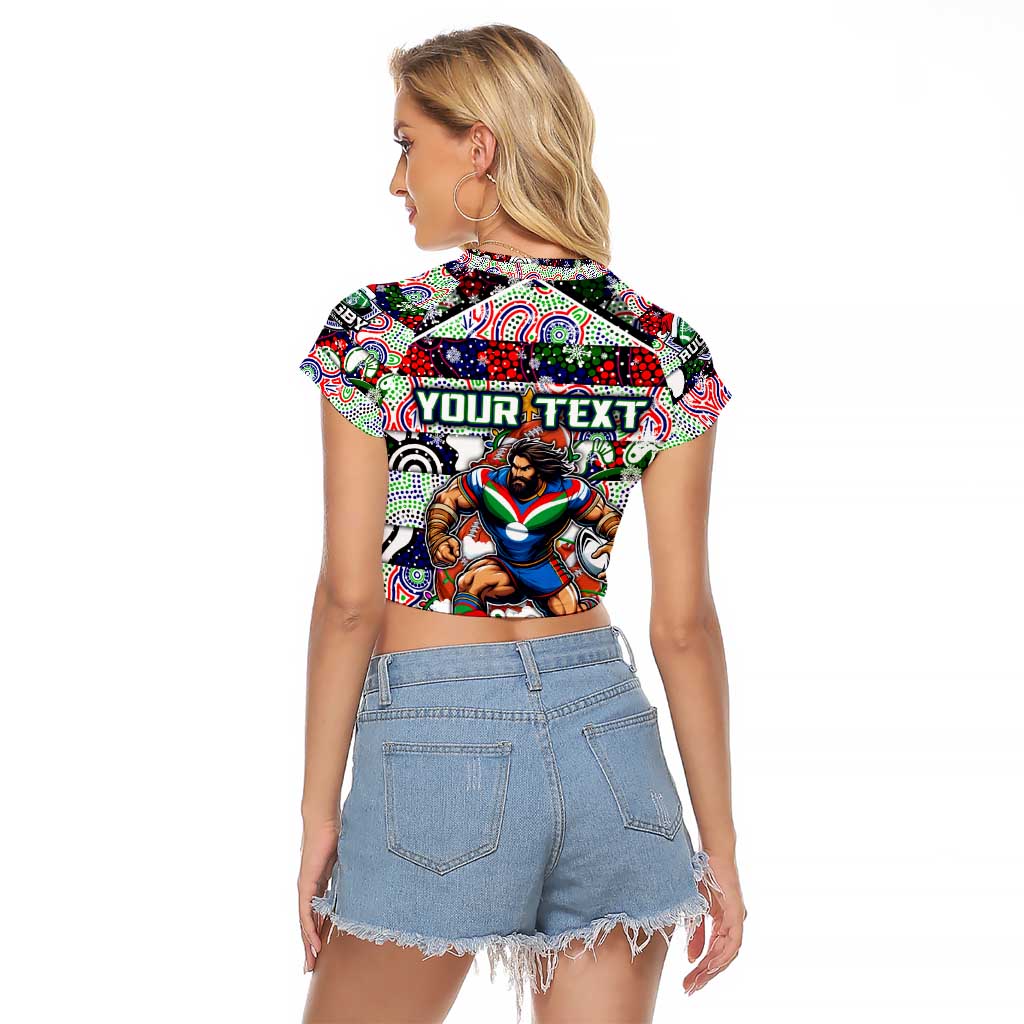 Custom New Zealand Warriors Rugby Merry Christmas Raglan Cropped T Shirt Indigenous Australian Art - Vibe Hoodie Shop