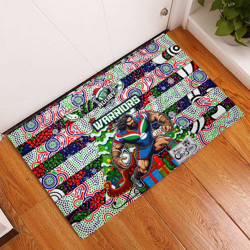 New Zealand Warriors Rugby Merry Christmas Rubber Doormat Indigenous Australian Art