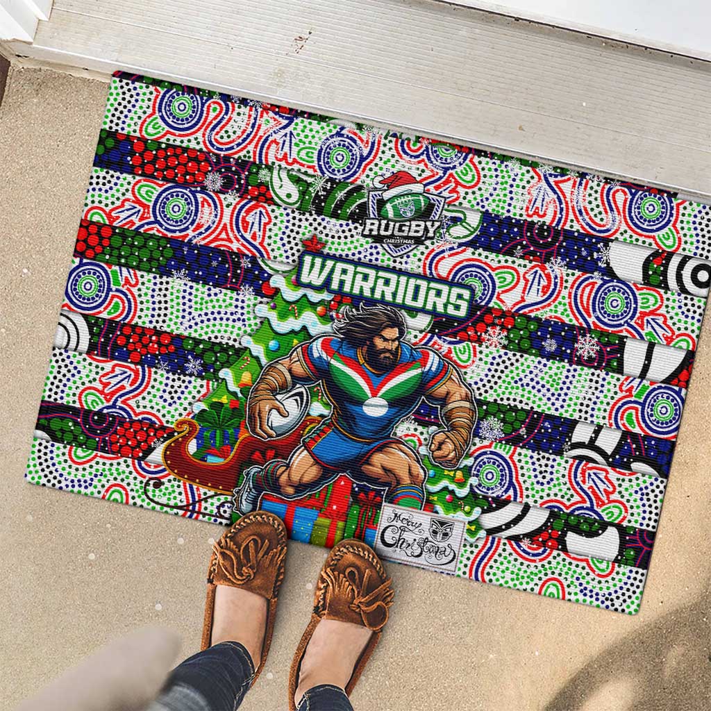 New Zealand Warriors Rugby Merry Christmas Rubber Doormat Indigenous Australian Art