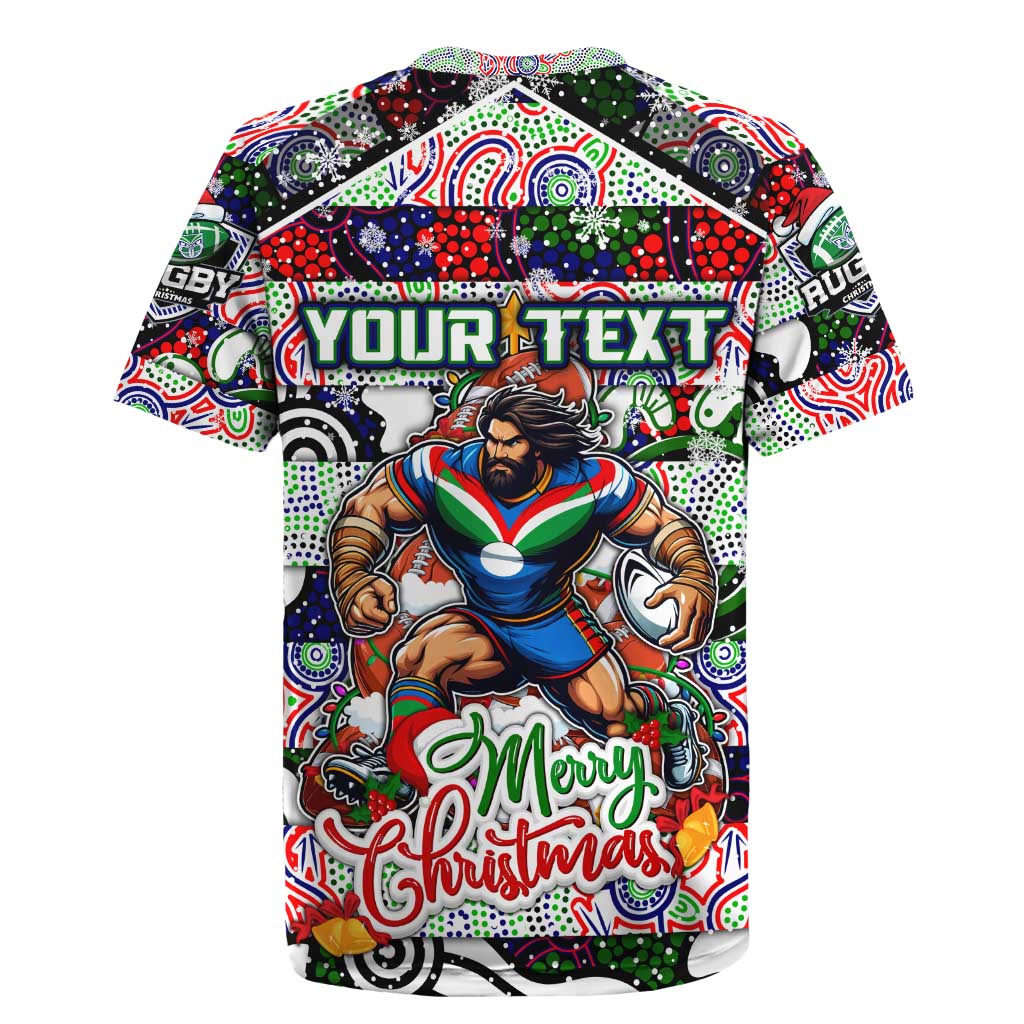 Custom New Zealand Warriors Rugby Merry Christmas Rugby Jersey Indigenous Australian Art
