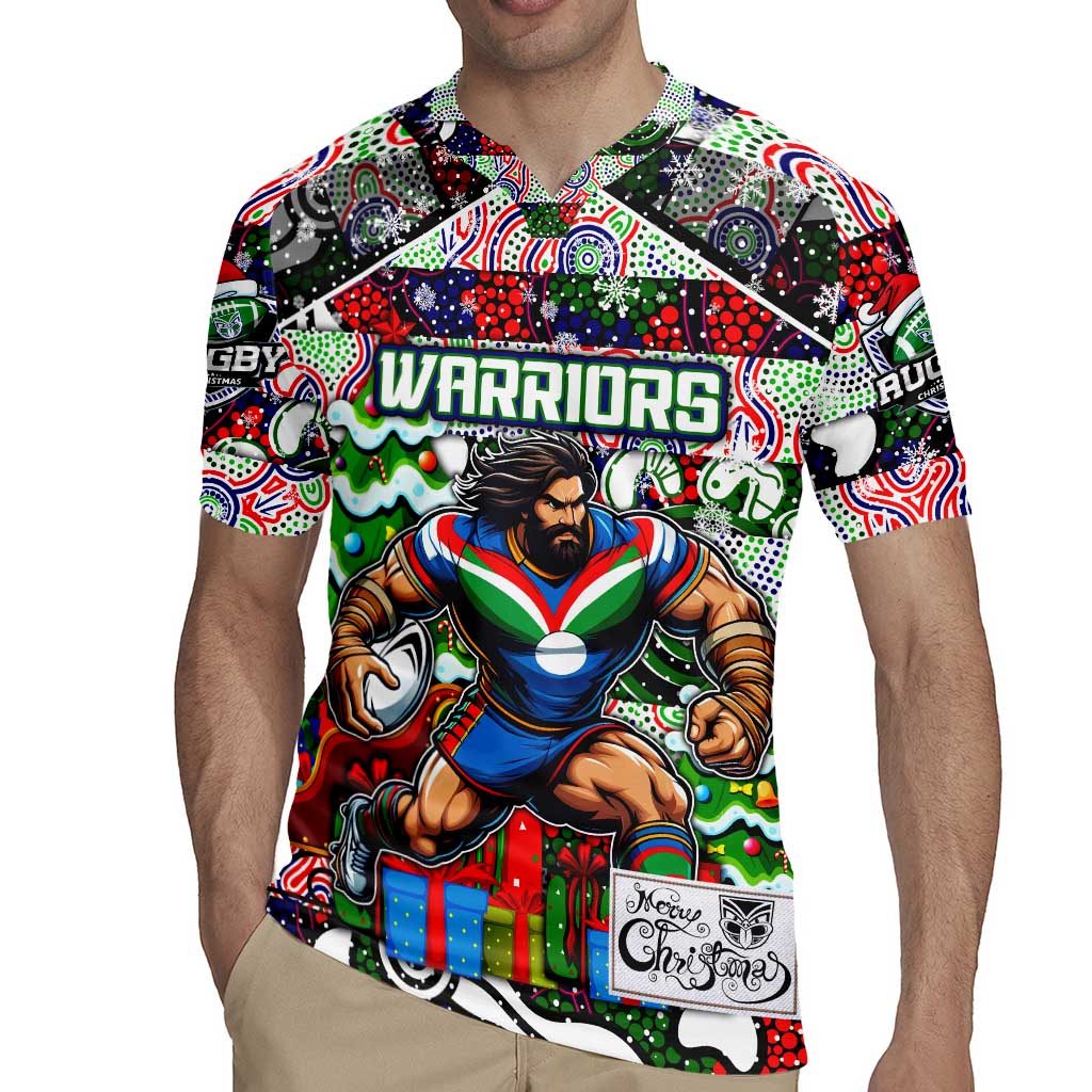 Custom New Zealand Warriors Rugby Merry Christmas Rugby Jersey Indigenous Australian Art