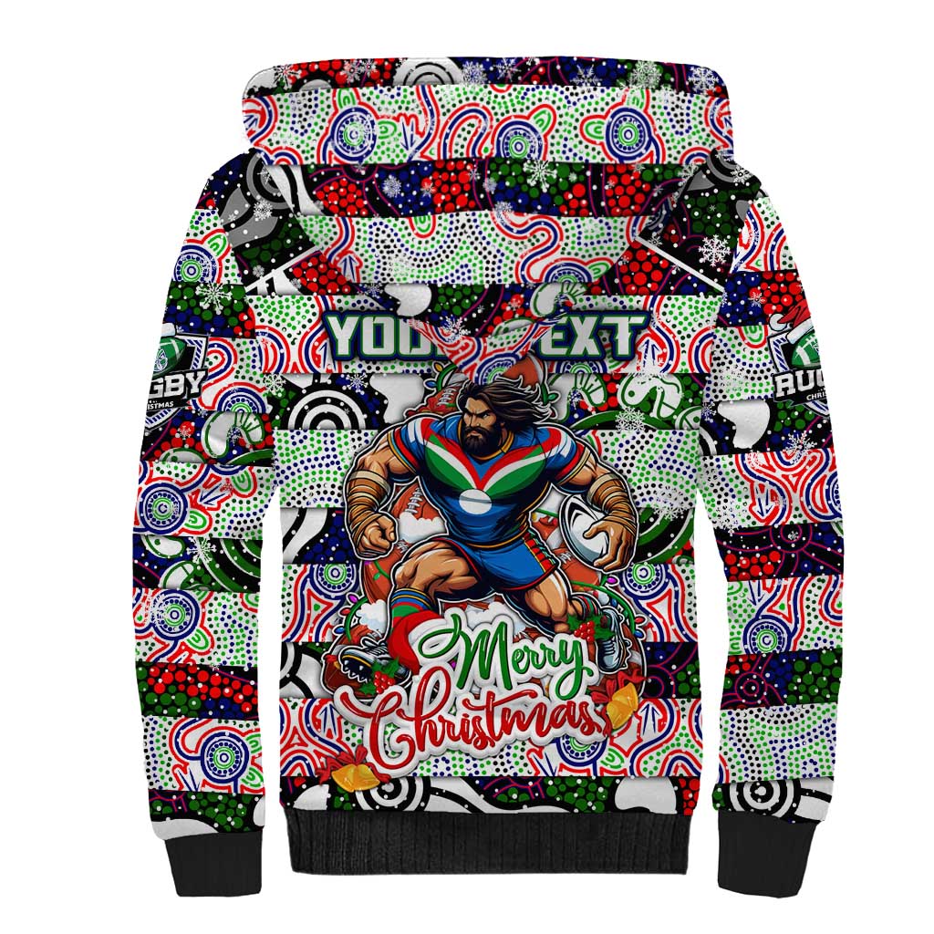 Custom New Zealand Warriors Rugby Merry Christmas Sherpa Hoodie Indigenous Australian Art - Vibe Hoodie Shop
