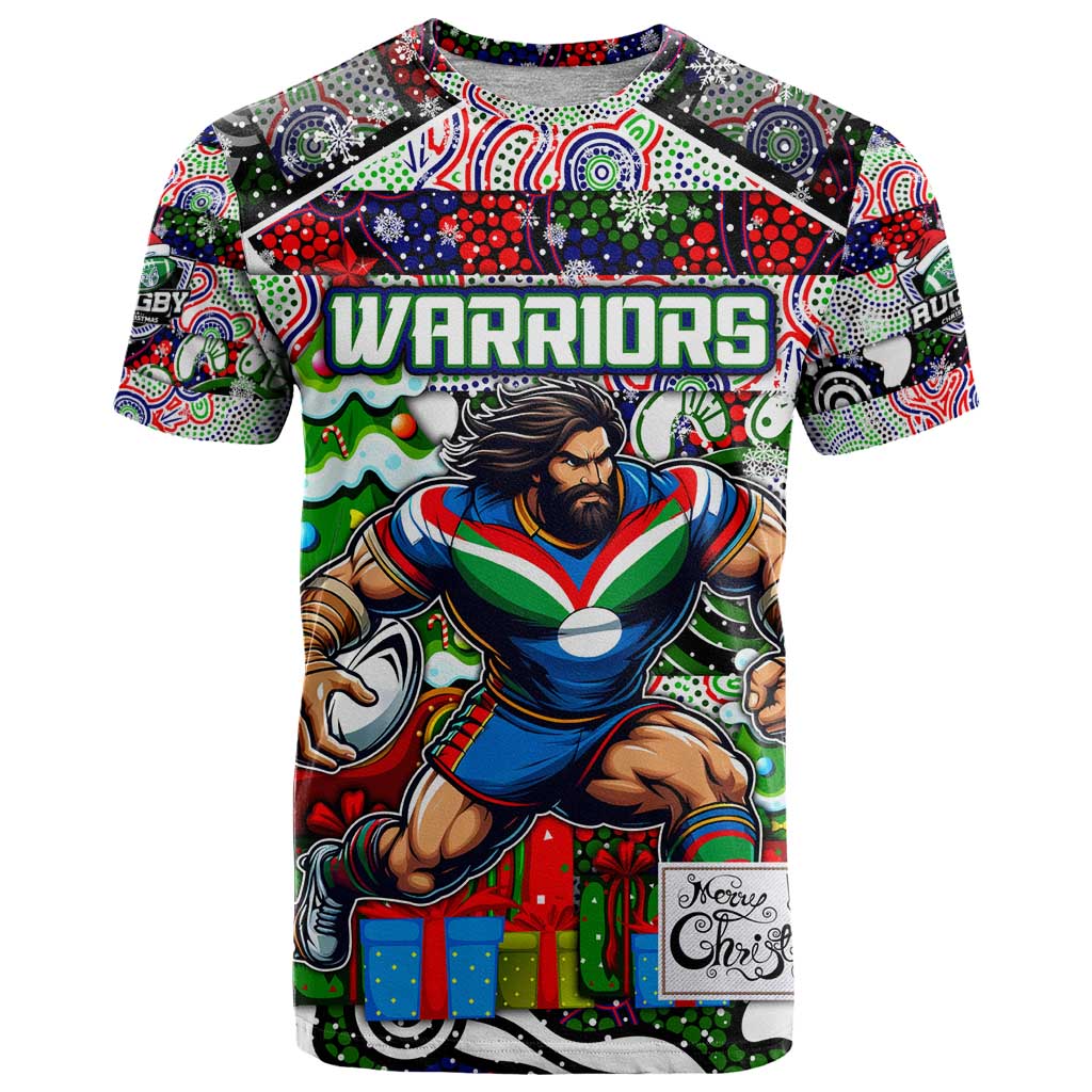 Custom New Zealand Warriors Rugby Merry Christmas T Shirt Indigenous Australian Art - Vibe Hoodie Shop