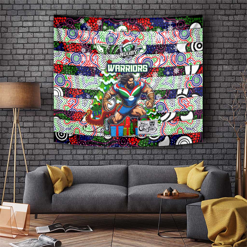 New Zealand Warriors Rugby Merry Christmas Tapestry Indigenous Australian Art - Vibe Hoodie Shop