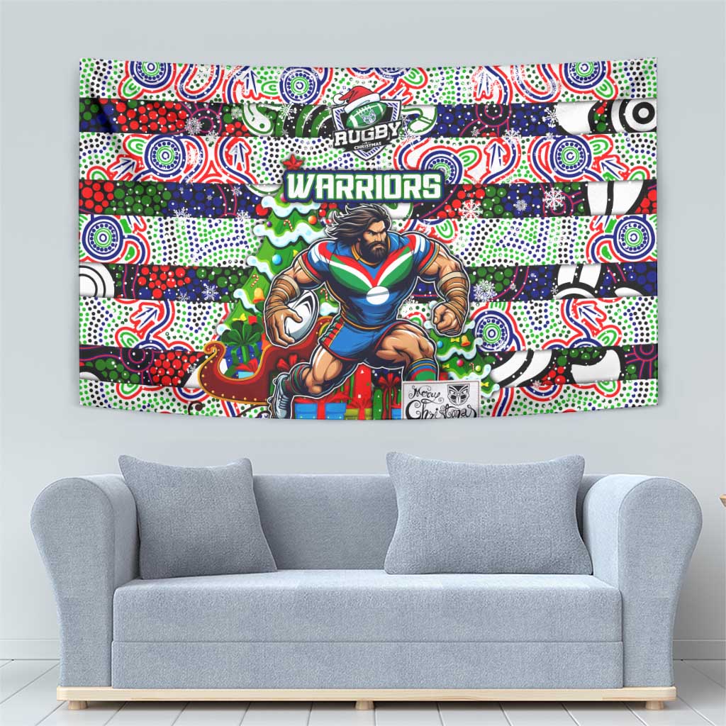 New Zealand Warriors Rugby Merry Christmas Tapestry Indigenous Australian Art - Vibe Hoodie Shop