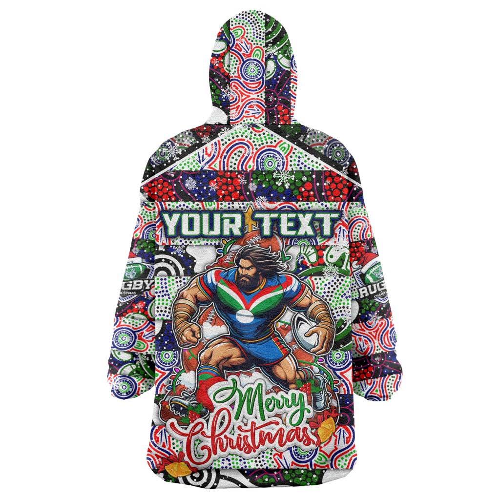 Custom New Zealand Warriors Rugby Merry Christmas Wearable Blanket Hoodie Indigenous Australian Art - Vibe Hoodie Shop