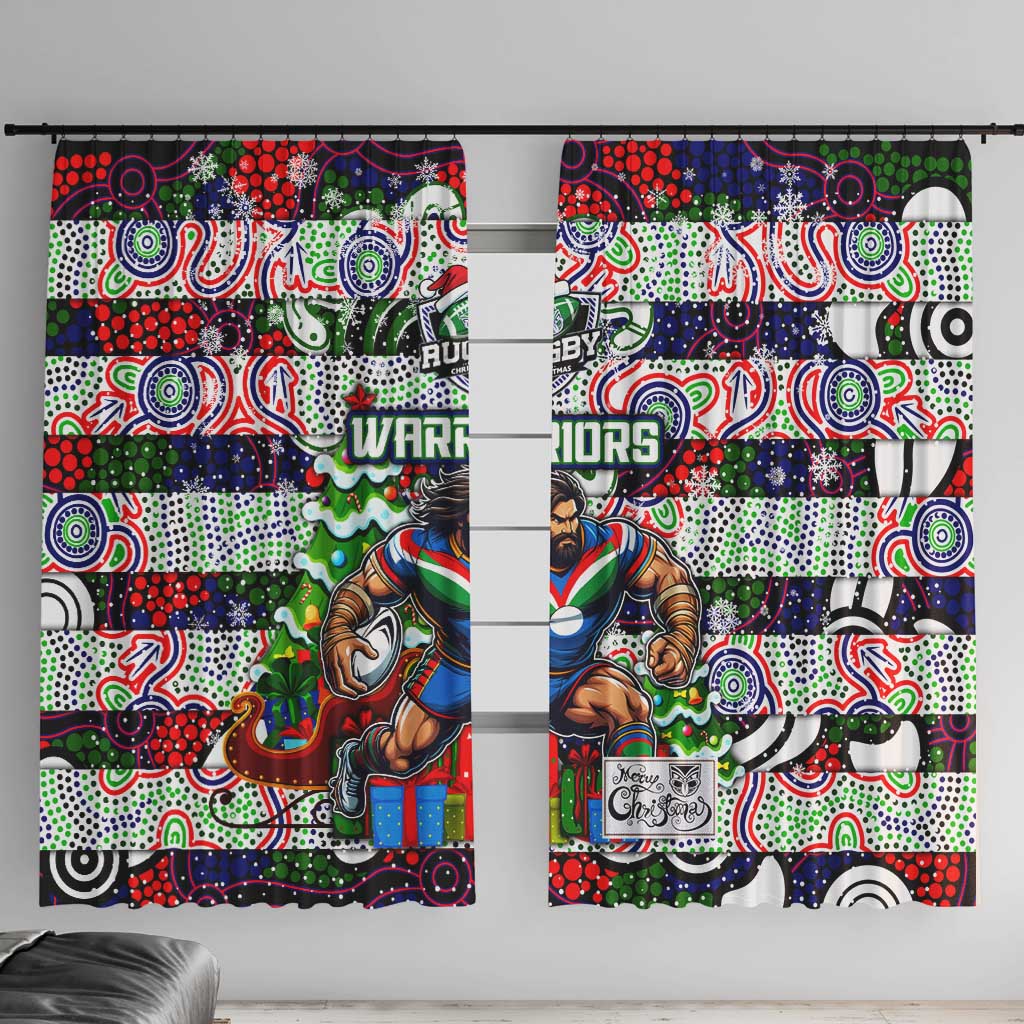 New Zealand Warriors Rugby Merry Christmas Window Curtain Indigenous Australian Art