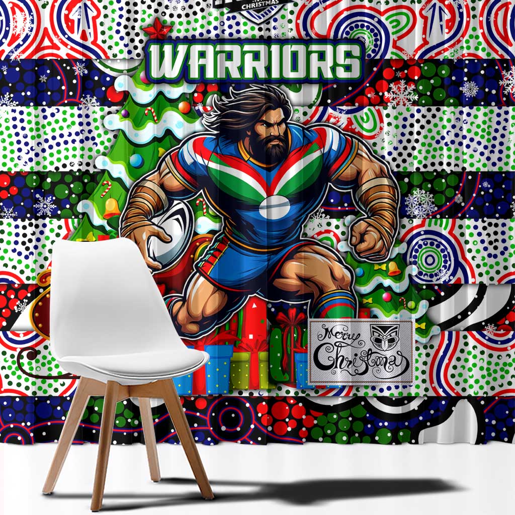 New Zealand Warriors Rugby Merry Christmas Window Curtain Indigenous Australian Art