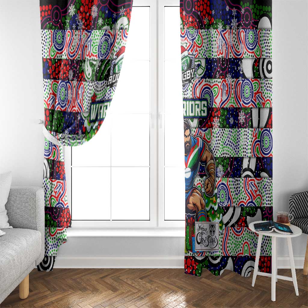 New Zealand Warriors Rugby Merry Christmas Window Curtain Indigenous Australian Art
