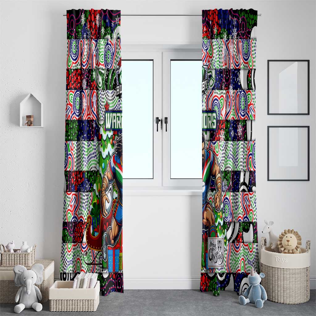 New Zealand Warriors Rugby Merry Christmas Window Curtain Indigenous Australian Art