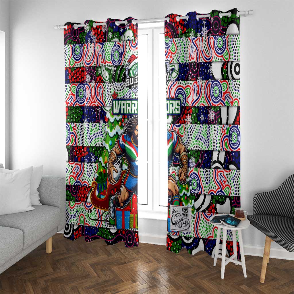 New Zealand Warriors Rugby Merry Christmas Window Curtain Indigenous Australian Art