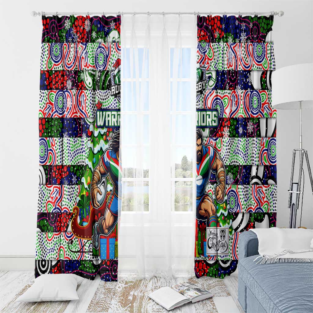 New Zealand Warriors Rugby Merry Christmas Window Curtain Indigenous Australian Art