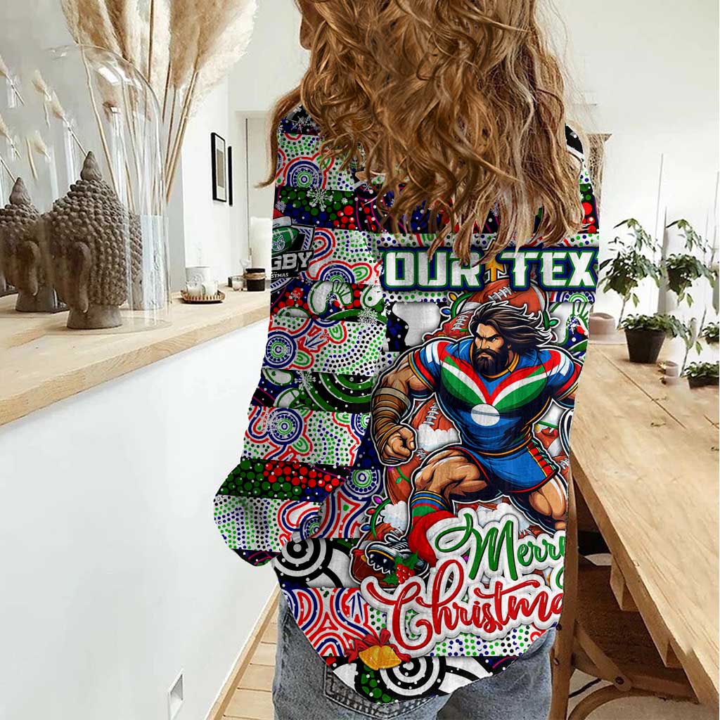 Custom New Zealand Warriors Rugby Merry Christmas Women Casual Shirt Indigenous Australian Art - Vibe Hoodie Shop