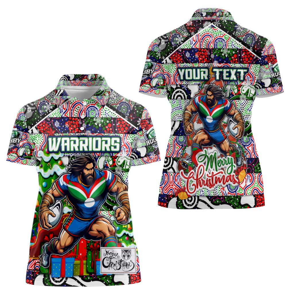 Custom New Zealand Warriors Rugby Merry Christmas Women Polo Shirt Indigenous Australian Art - Vibe Hoodie Shop