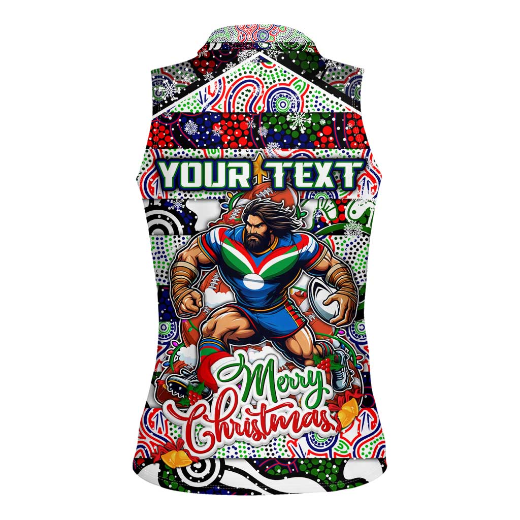 Custom New Zealand Warriors Rugby Merry Christmas Women Sleeveless Polo Shirt Indigenous Australian Art