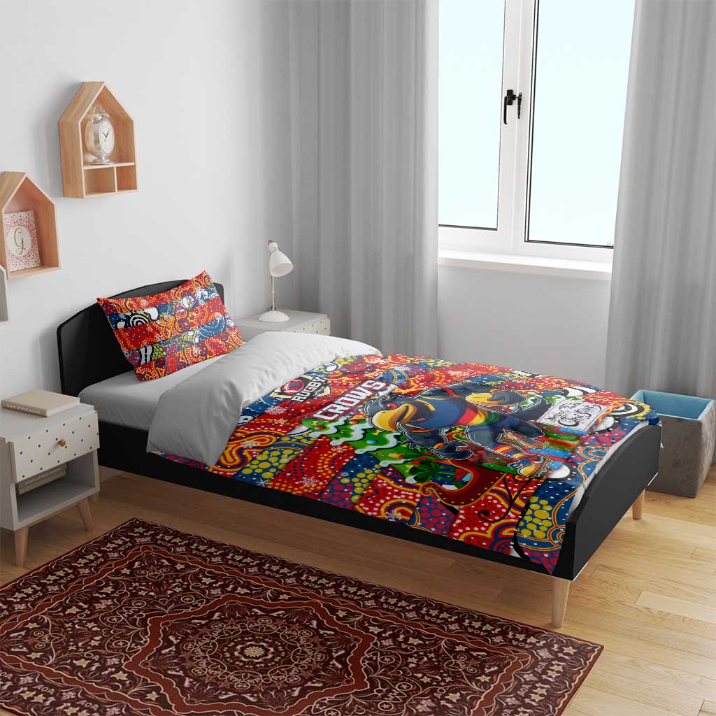 Crows Football Merry Christmas Bedding Set Indigenous Australian Art - Vibe Hoodie Shop